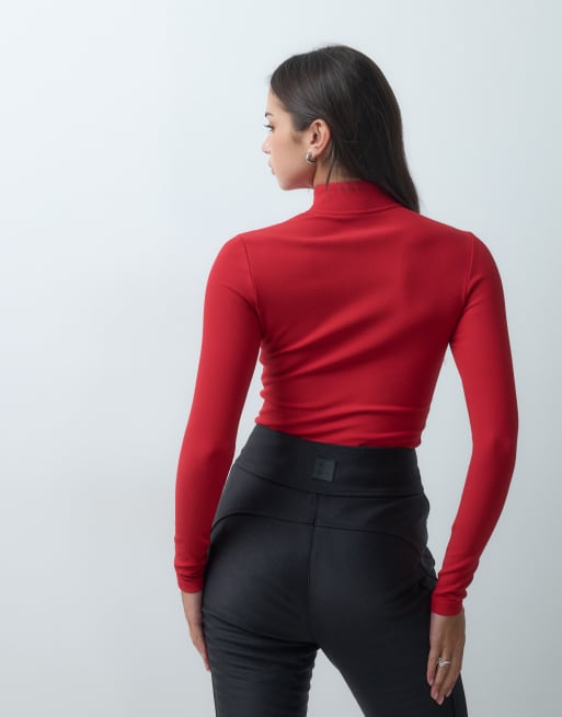 4505 sous-couche thermique en polaire à manches longues, zip 1/4, rubis, 4 de 4