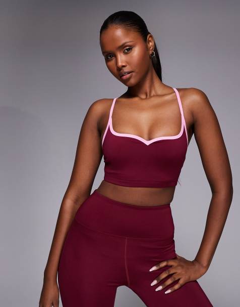 4505 - Soutien-gorge de sport maintien léger à décolleté en cœur et bretelles réglables - Rouge cerise - view 1