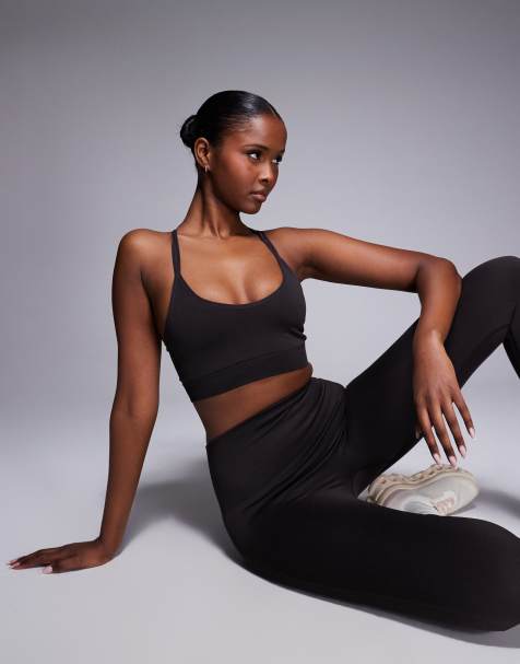 4505 - Soutien-gorge sport maintien intermédiaire sans coutures à bretelles multiples et rembourrage amovible - Chocolat foncé - view 1