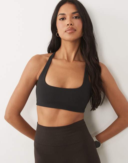 4505 - Soutien-gorge sport maintien modéré croisé dans le dos à micro-nervures - Noir, 2 de 4