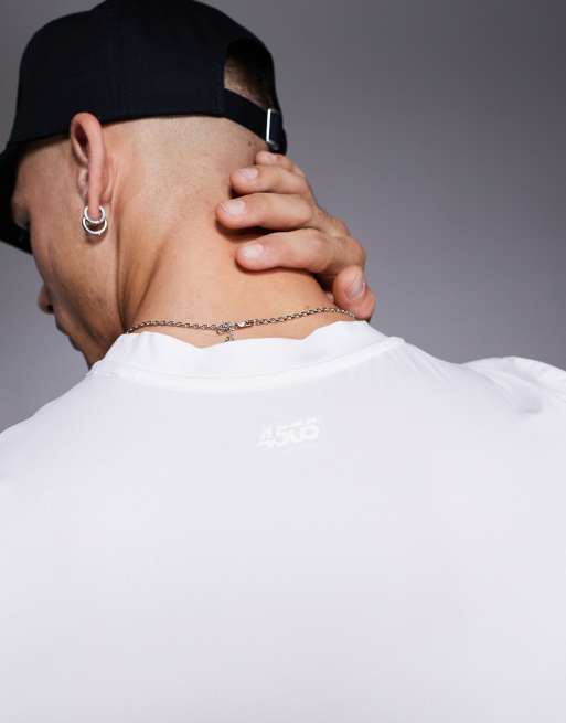 4505 – Sport-Muskelshirt aus schnell trocknendem Material in Weiß mit Logo , 3 von 4