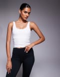 [ASOS] 4505 square neck singlet with inner bra in white 8 White