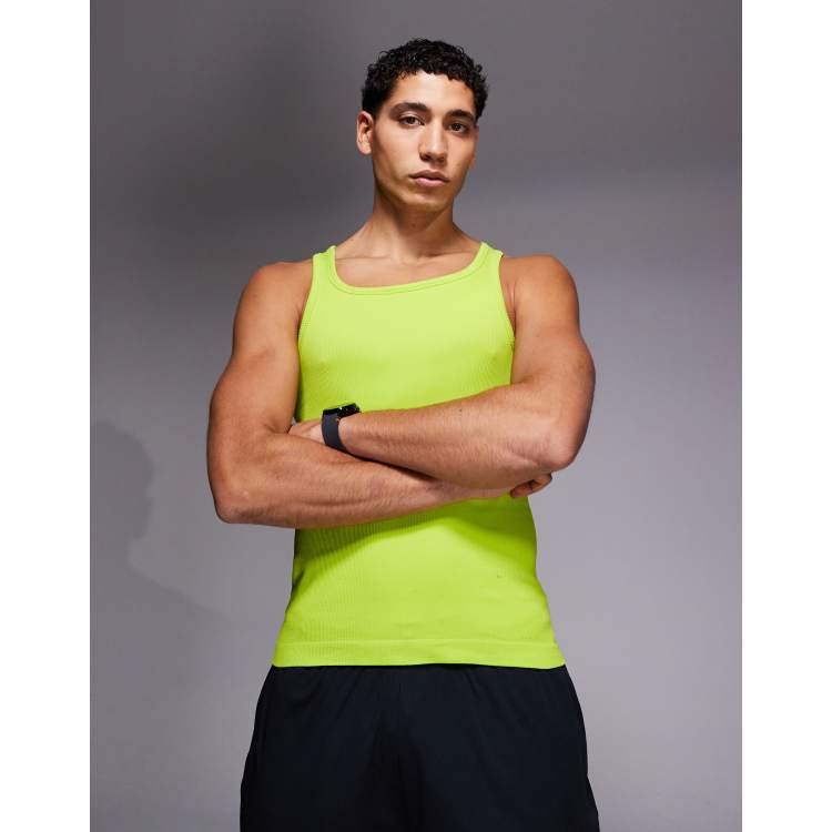 4505 square neck slim fit seamless rib knit training tank top in