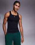 [ASOS] 4505 square neck slim fit seamless rib training singlet in black XL Black