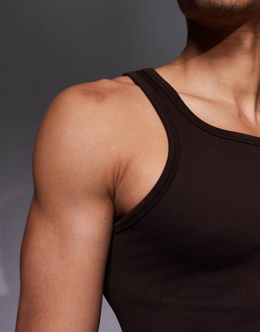 4505 square neck slim fit seamless rib training vest in raisin, 5 of 5