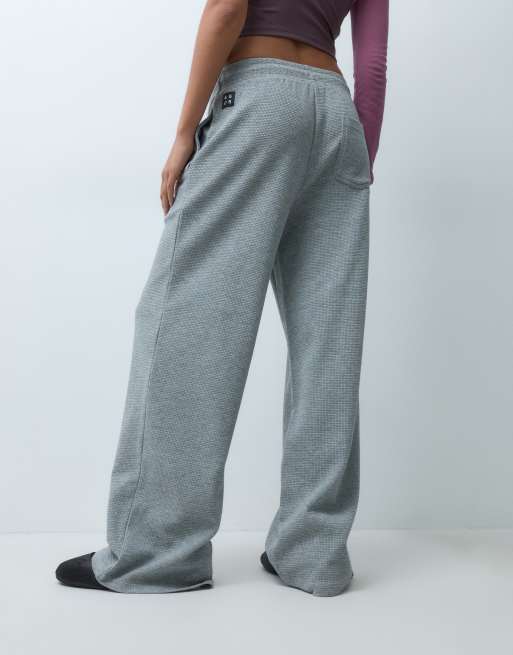 4505 straight leg joggers with adjustable waist in waffle fabric in grey marl, 5 of 5