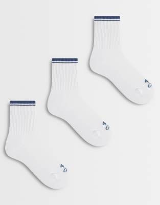 4505 stripe edge 3 pack sock with arch support in white with baltic blue stripes white 3890₽