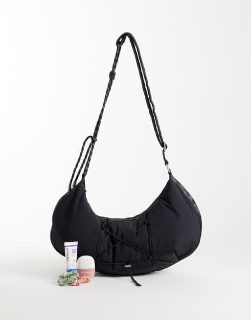 4505 studio geweven crossbodytas met detail van touw in zwart, 2 van 4