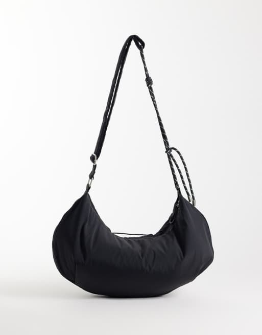 4505 studio geweven crossbodytas met detail van touw in zwart, 4 van 4