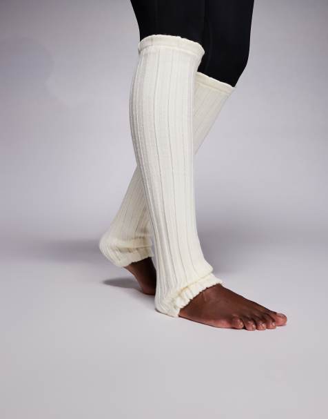 4505 studio knit leg warmers in off white - view 1