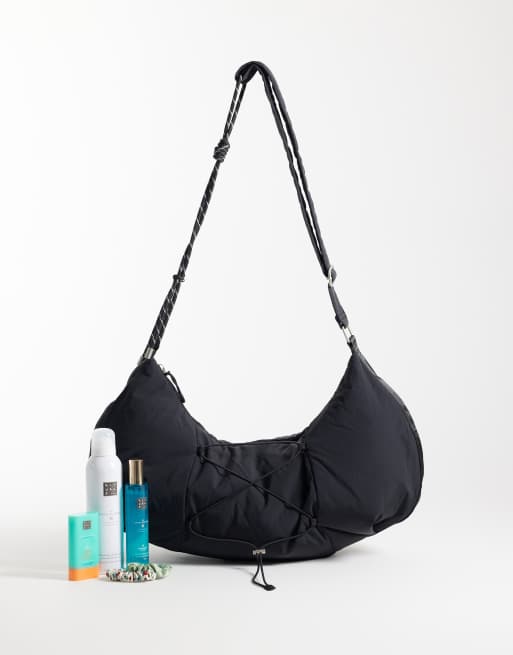 4505 studio oversize pleciona torebka crossbody ze sznurkowym detalem, czarna, 2 z 4