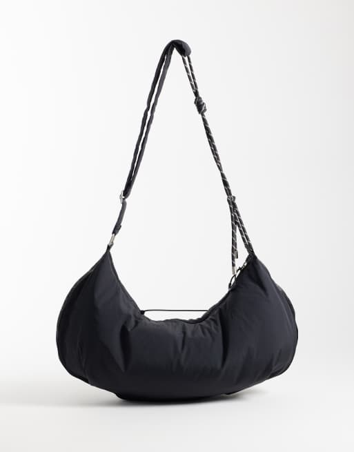 4505 studio oversized vävd axelremsväska med repdetalj i svart, 4 av 4