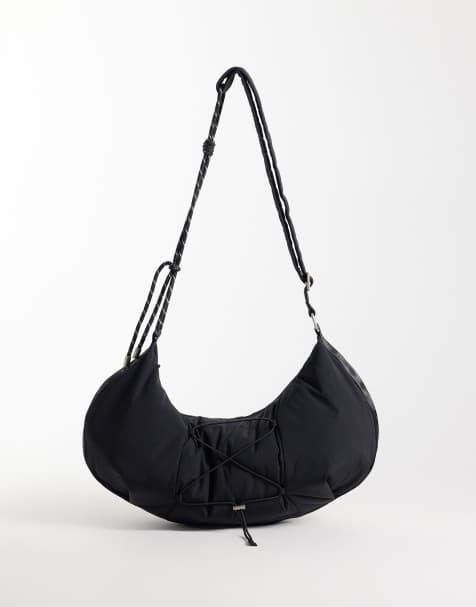 4505 studio woven cross body bag with rope detail in black - view 1