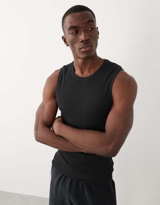 4505 – Svart, ribbat träningslinne i seamless-design med muscle fit, 2 av 5