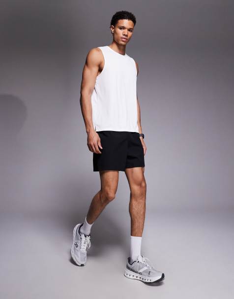 4505 – Svarta löparshorts med elastisk midja och mobilficka med dragkedja, 5 tum - view 1