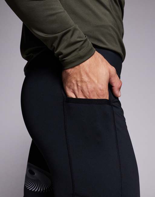 4505 – Svarta, ribbade underställsshorts för löpning med mobilficka och tryck, 4 av 5