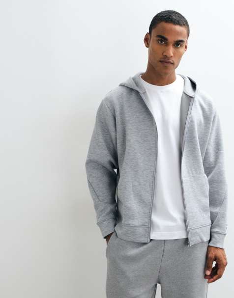4505 sweat à capuche zippé coupe carrée performance gris chiné - view 1