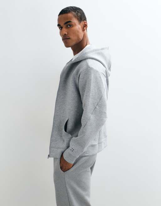 4505 sweat à capuche zippé coupe carrée performance gris chiné, 5 de 5