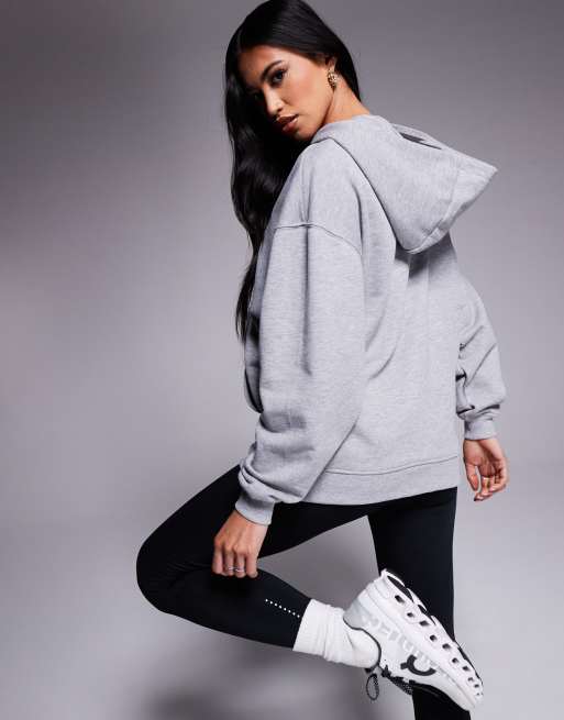 4505 - Sweat à capuche zippé de sport en tissu épais à séchage rapide - Gris chiné , 4 de 4