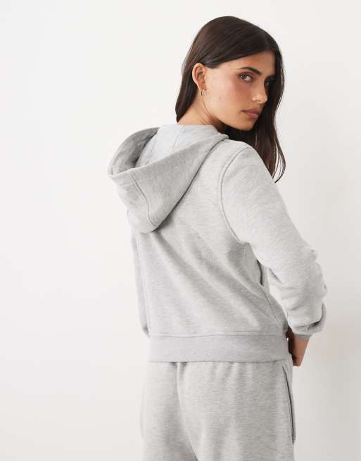 4505 sweat à capuche zippé léger style années 2000 avec poches zippées en gris chiné, 4 de 4