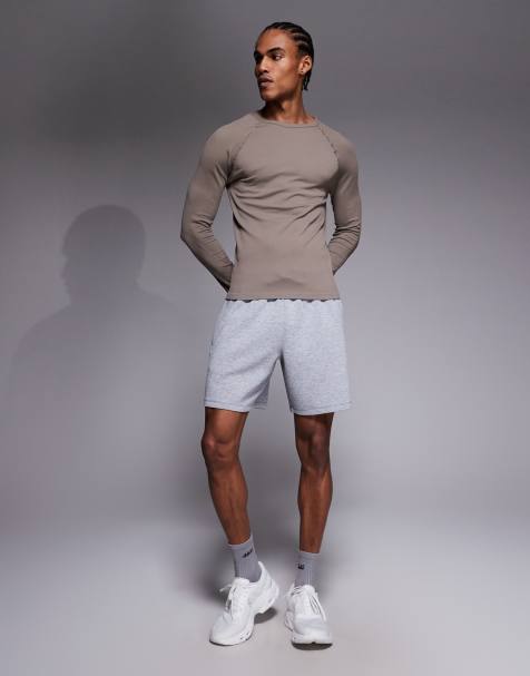 4505 – Sweat-Shorts aus Material in Neoprenoptik in meliertem Hellgrau mit Reißverschlusstaschen - view 1