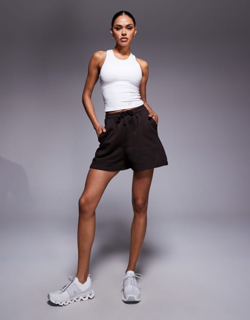 4505 – Sweatshorts aus schwerer Baumwolle in Schokobraun mit schnell trocknendem Finish, 4 von 5