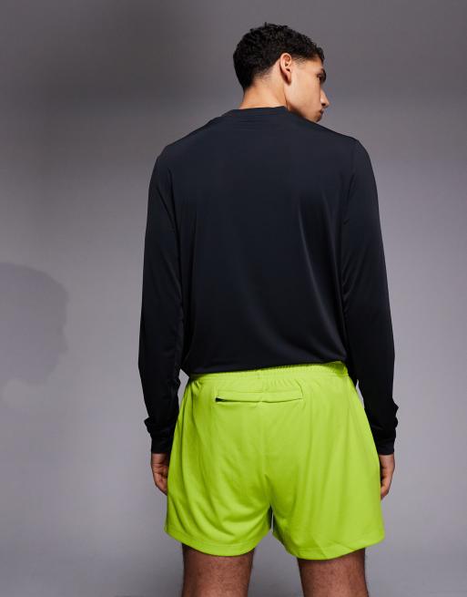 4505 - Syregrønne 8-cm-løbeshorts med lynlåslommer i hurtigttørrende mesh, 5 af 5