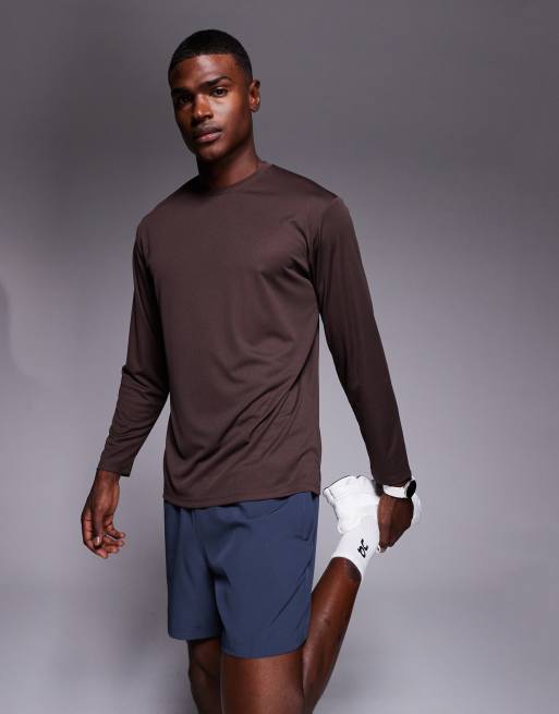 4505 - T-shirt a maniche lunghe da corsa comoda in rete tecnica quick dry color uvetta