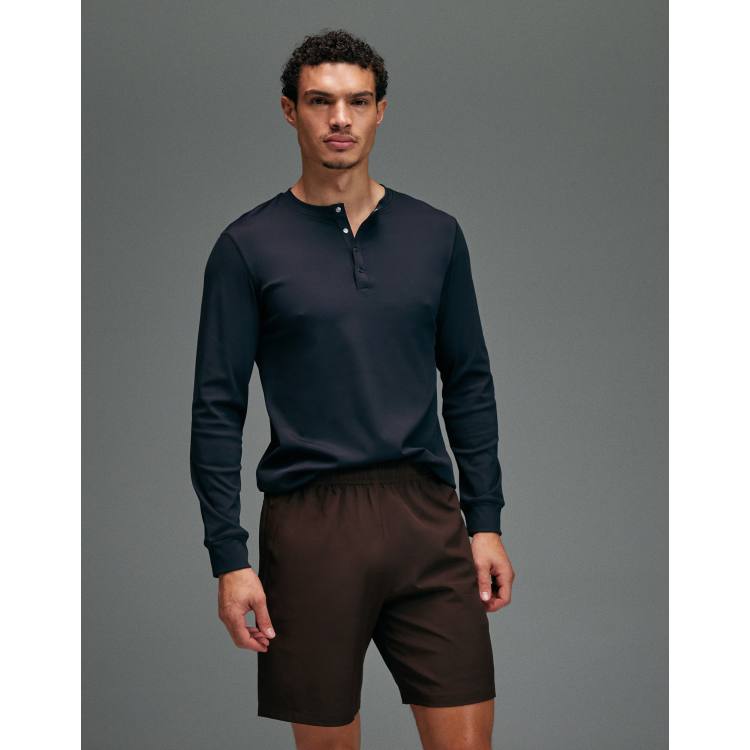 T-shirt Manches Longues Thermique Pour Homme - Col Roulé Avec Boutonnière - Coupe Ajustée - Matière Côtelée Douce - Pour Sport, Loisirs, Hiver