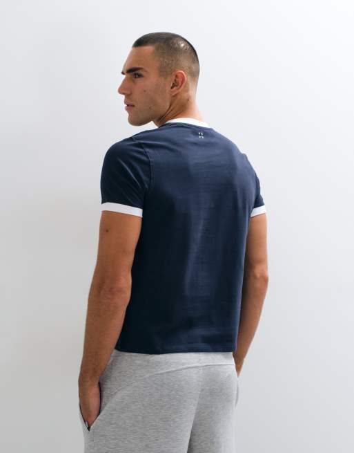 4505 - T-shirt baby ristretta attillata in cotone blu navy con finitura quick dry, 5 di 5