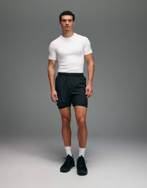 4505 - T-shirt base layer a compressione attillata bianca senza cuciture che definisce il fisico, 4 di 5