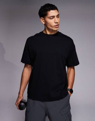 4505 - T-shirt court coupe carrée en coton épais à séchage rapide - Noir