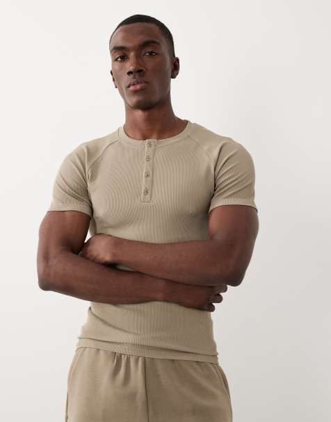 4505 - T-shirt da allenamento aderente senza cuciture color greige a coste con scollo serafino - view 1