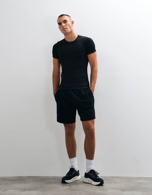 4505 t-shirt da allenamento seamless a coste muscle fit nera, 3 di 5