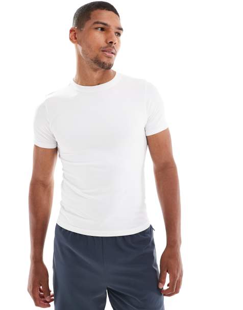 4505 - T-shirt da allenamento slim fit senza cuciture bianca - view 1