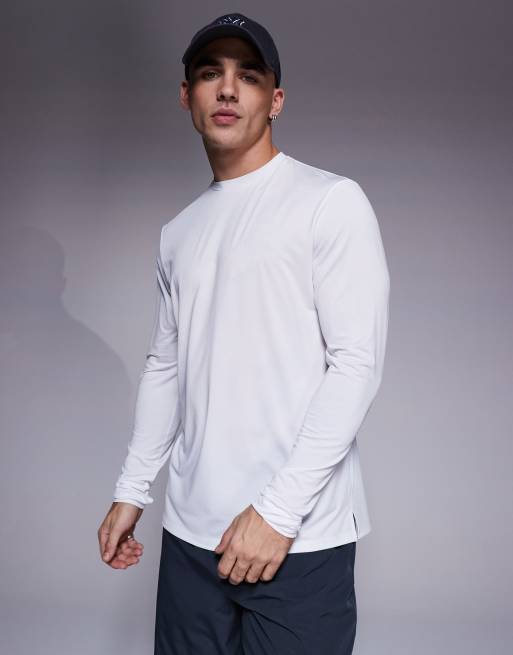 4505 - T-shirt da corsa a maniche lunghe vestibilità classica bianca quick dry 