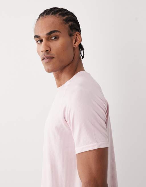 4505 - T-shirt da corsa leggera e performante in rete senza cuciture rosa chiaro, 4 di 5