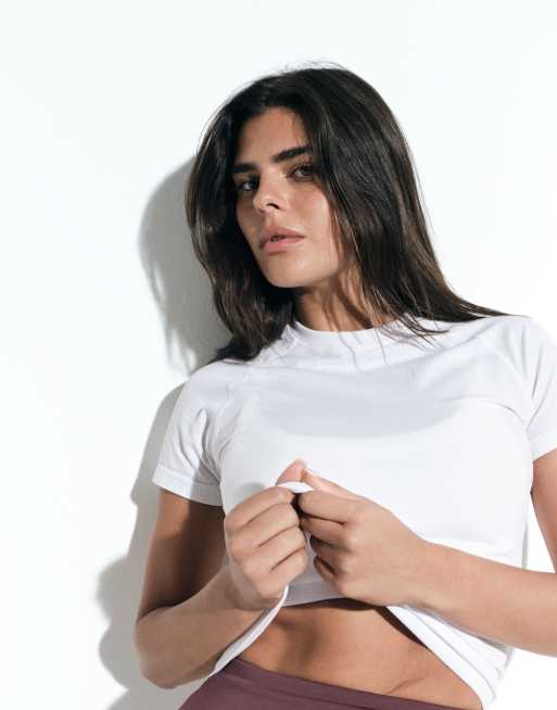 4505 - T-shirt da corsa leggera in rete senza cuciture bianca, 4 di 5