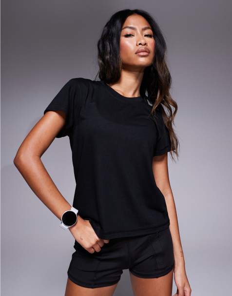 4505 - T-shirt de course coupe carrée en mesh à séchage rapide - Noir - view 1