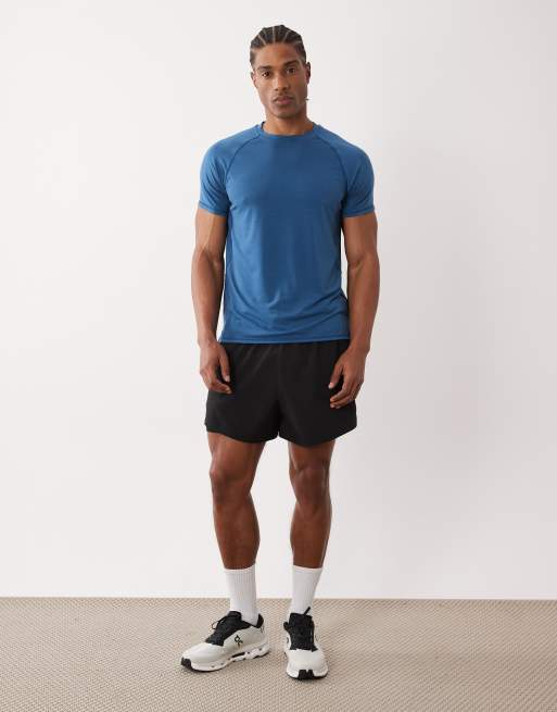 4505 - T-shirt de course en jersey léger avec empiècements en tulle respirant - Bleu baltique, 2 de 5