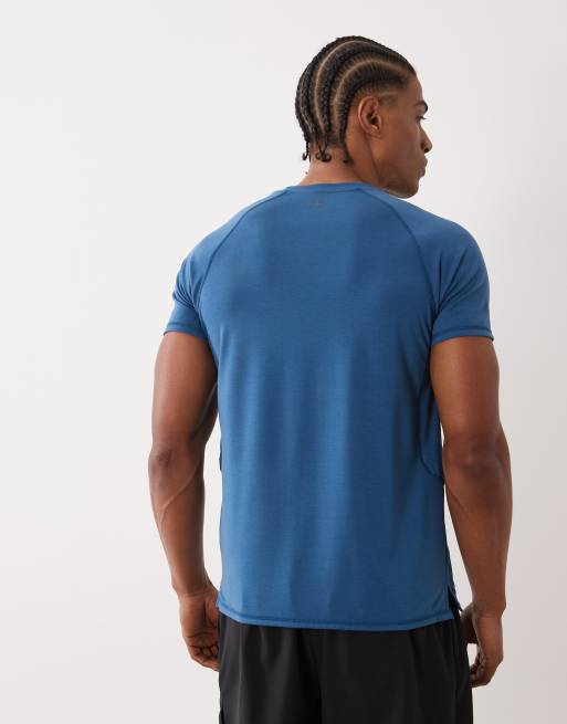 4505 - T-shirt de course en jersey léger avec empiècements en tulle respirant - Bleu baltique, 3 de 5