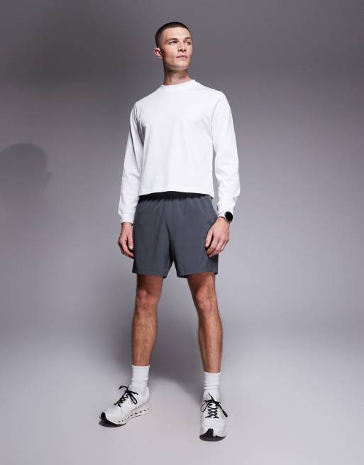 4505 - T-shirt de musculation court en coton à séchage rapide avec manches longues - Blanc, 2 de 5