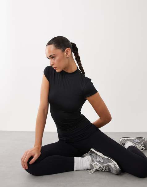 4505 - T-shirt de sport ajusté à col montant en tissu à séchage rapide - Noir - view 1