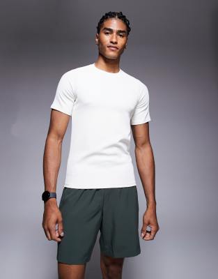 4505 - T-shirt de sport côtelé moulant - Blanc vintage