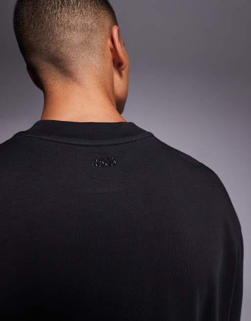 4505 - T-shirt de sport oversize à manches longues en coton à séchage rapide - Noir délavé, 5 de 5