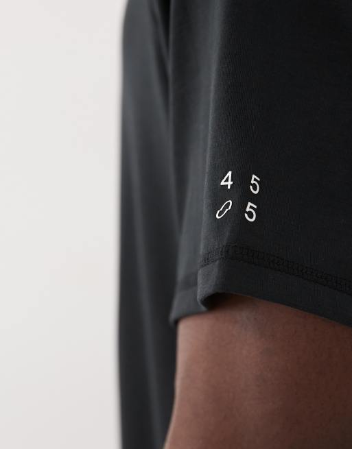 4505 - T-shirt de sport oversize coupe carrée en jersey à séchage rapide - Noir, 5 de 5