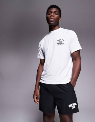 4505 - T-shirt de sport oversize en jersey'séchage rapide avec imprimé sur la poitrine - Blanc