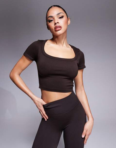 4505 - T-shirt de sport sans coutures à manches courtes - Marron - view 1