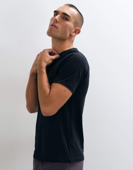 4505 t-shirt henley à manches courtes en coton slub léger noir, 3 de 5