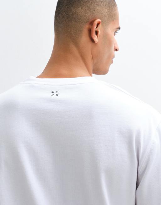 4505 t-shirt henley à manches longues coupe carrée en coton épais avec finition à séchage rapide, blanc, 5 de 5